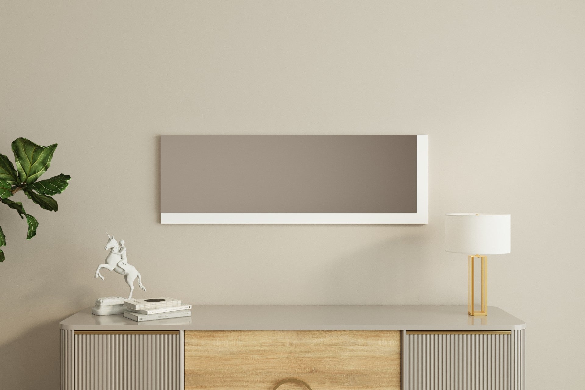 Espelho de Parede Elegante, 40 x 120 cm, 100% MDF, Design Ecológico Flotal-E, Acabamento Branco Elegante | Perfeito para Decoração e Espaços Modernos