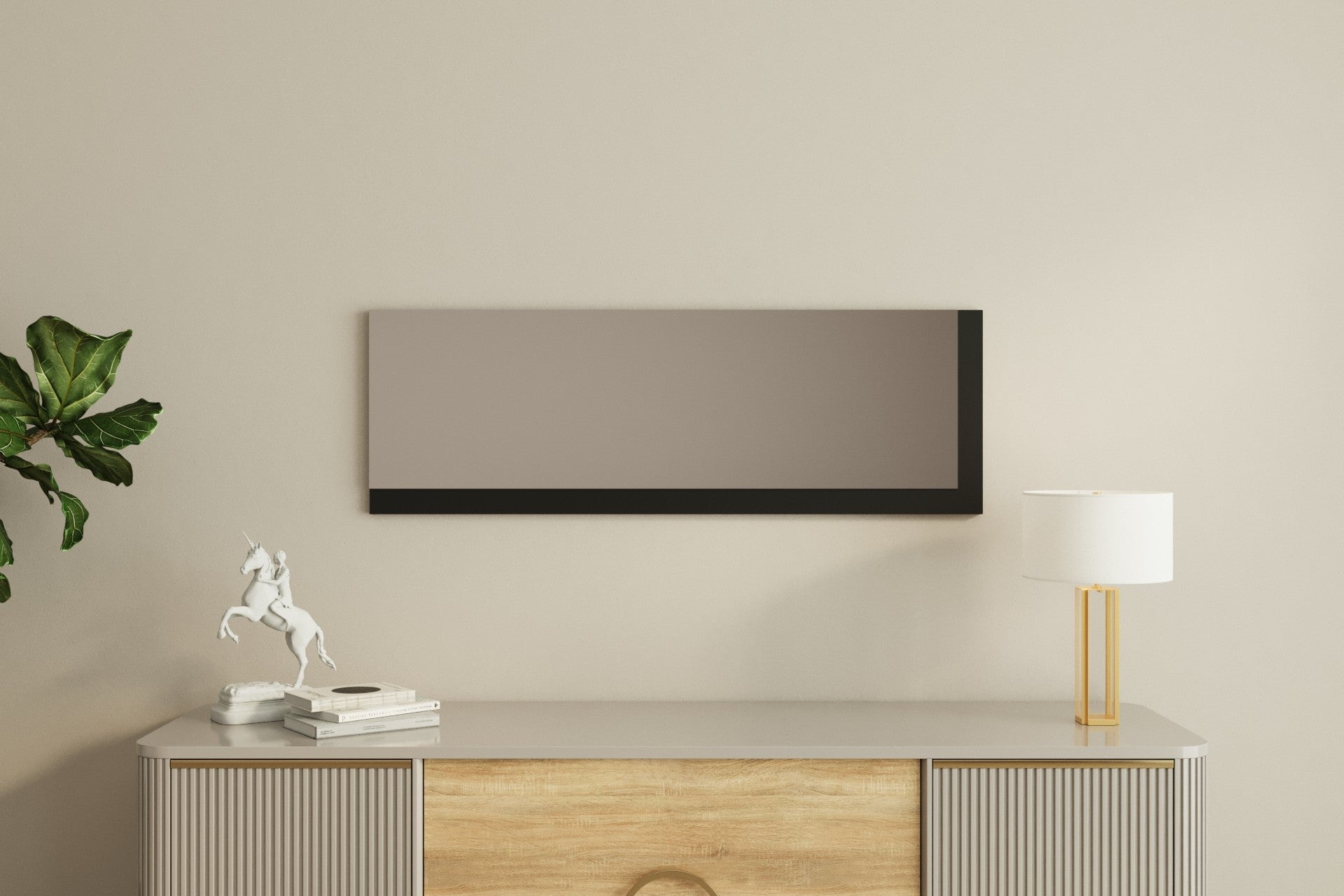 Espelho de parede elegante, 40 x 120 cm, 100% MDF, design ecológico Flotal-E, acabamento elegante em preto e branco | Perfeito para decoração moderna