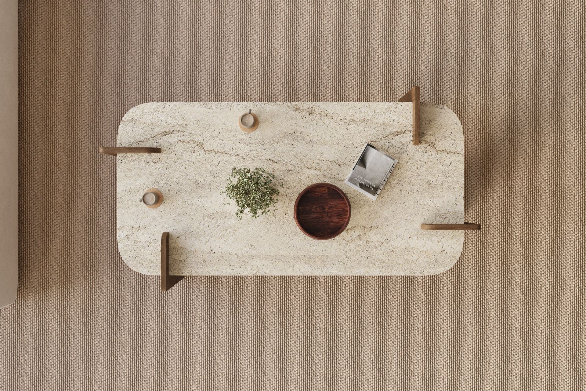 Mesa de Centro Leapiri Travertino & Nogueira - Luxo Moderno