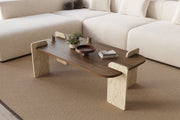 Mesa de Centro Leapiri Walnut Travertino - Design Moderno 120cm