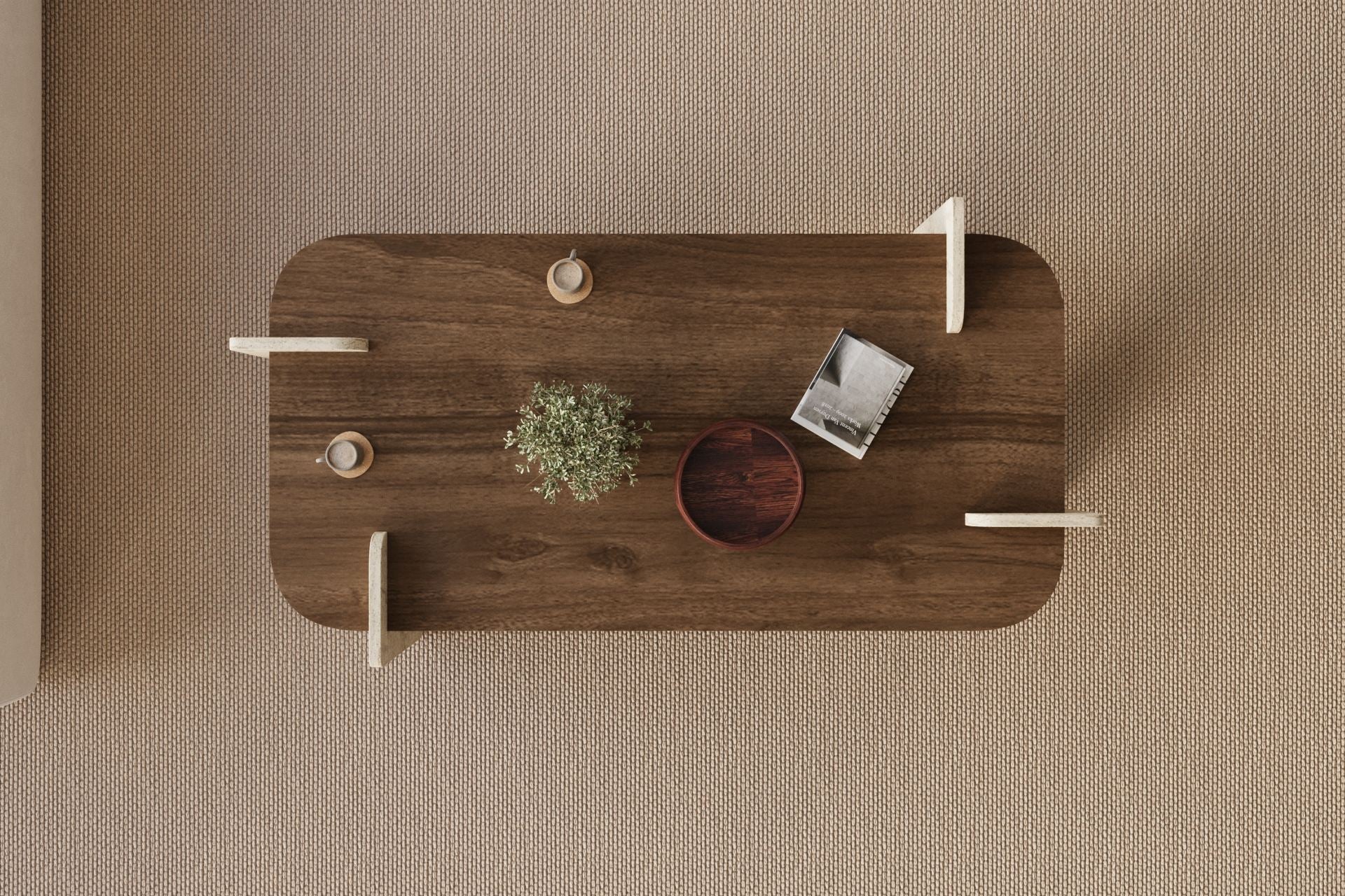 Mesa de Centro Leapiri Walnut Travertino - Design Moderno 120cm