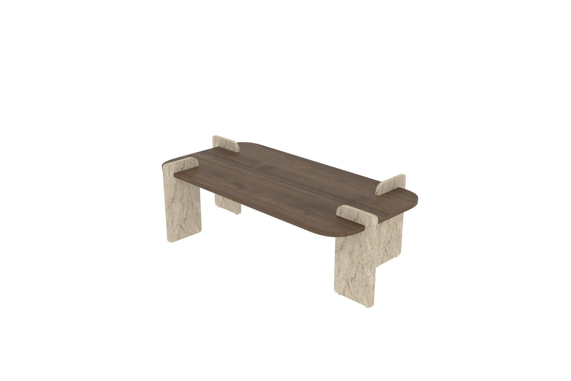 Mesa de Centro Leapiri Walnut Travertino - Design Moderno 120cm