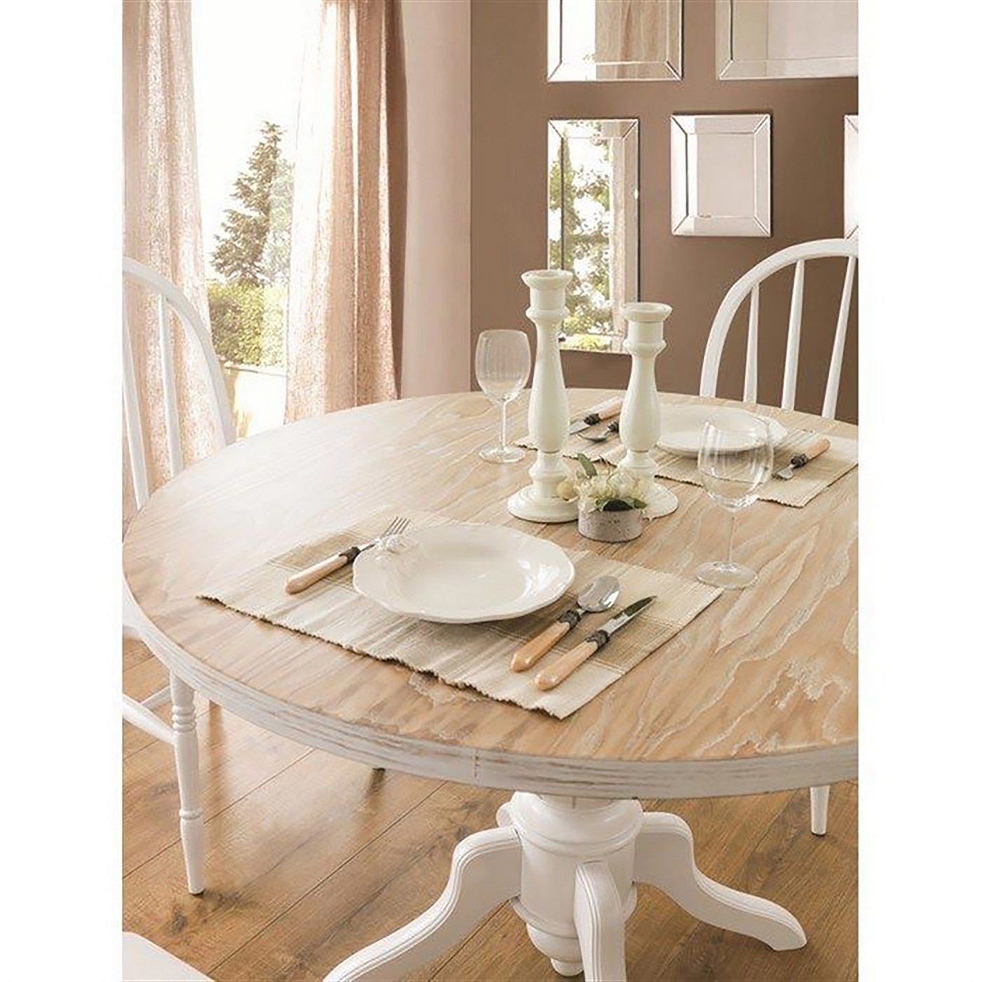Conjunto de mesa de jantar e cadeiras (5 peças)-Albero08-Carvalho
Branco