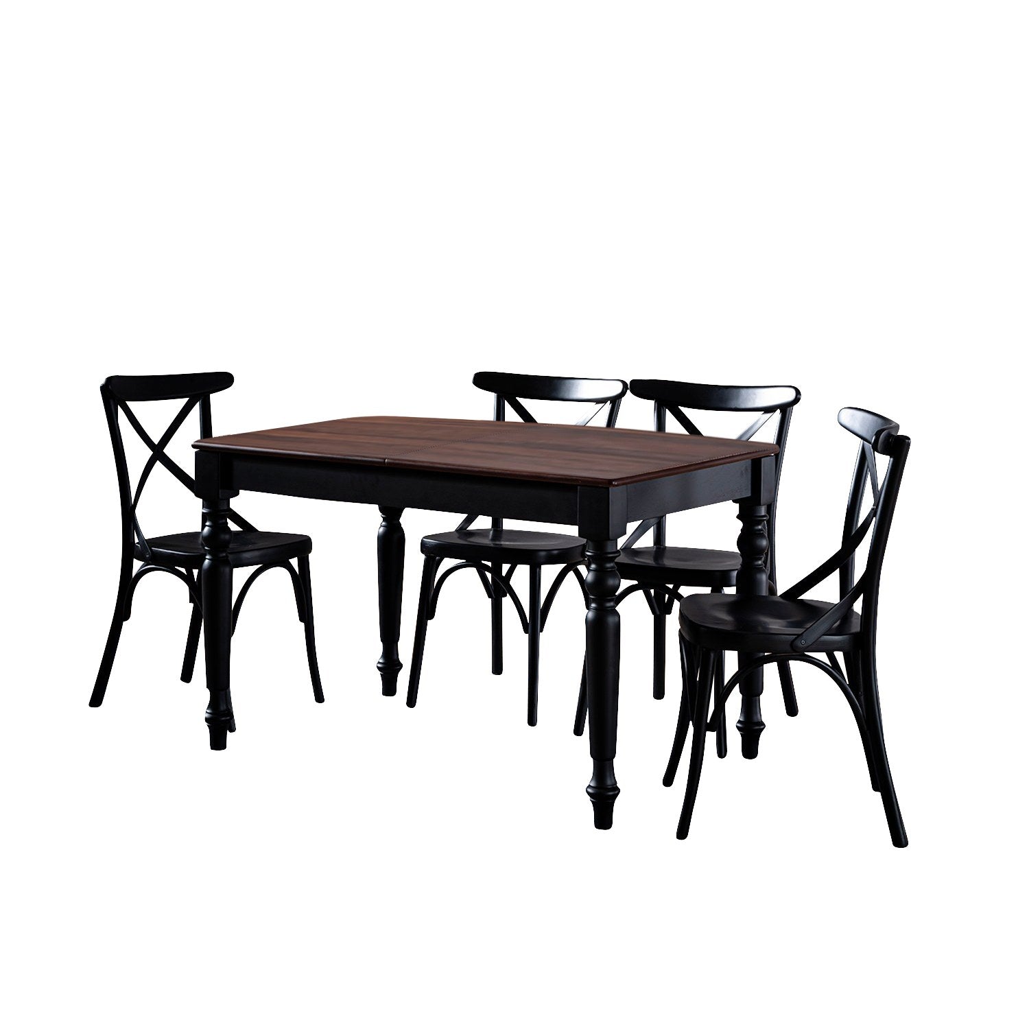Conjunto de mesa de jantar extensível e cadeiras (5 peças)-Albero16-Nogueira
Preta