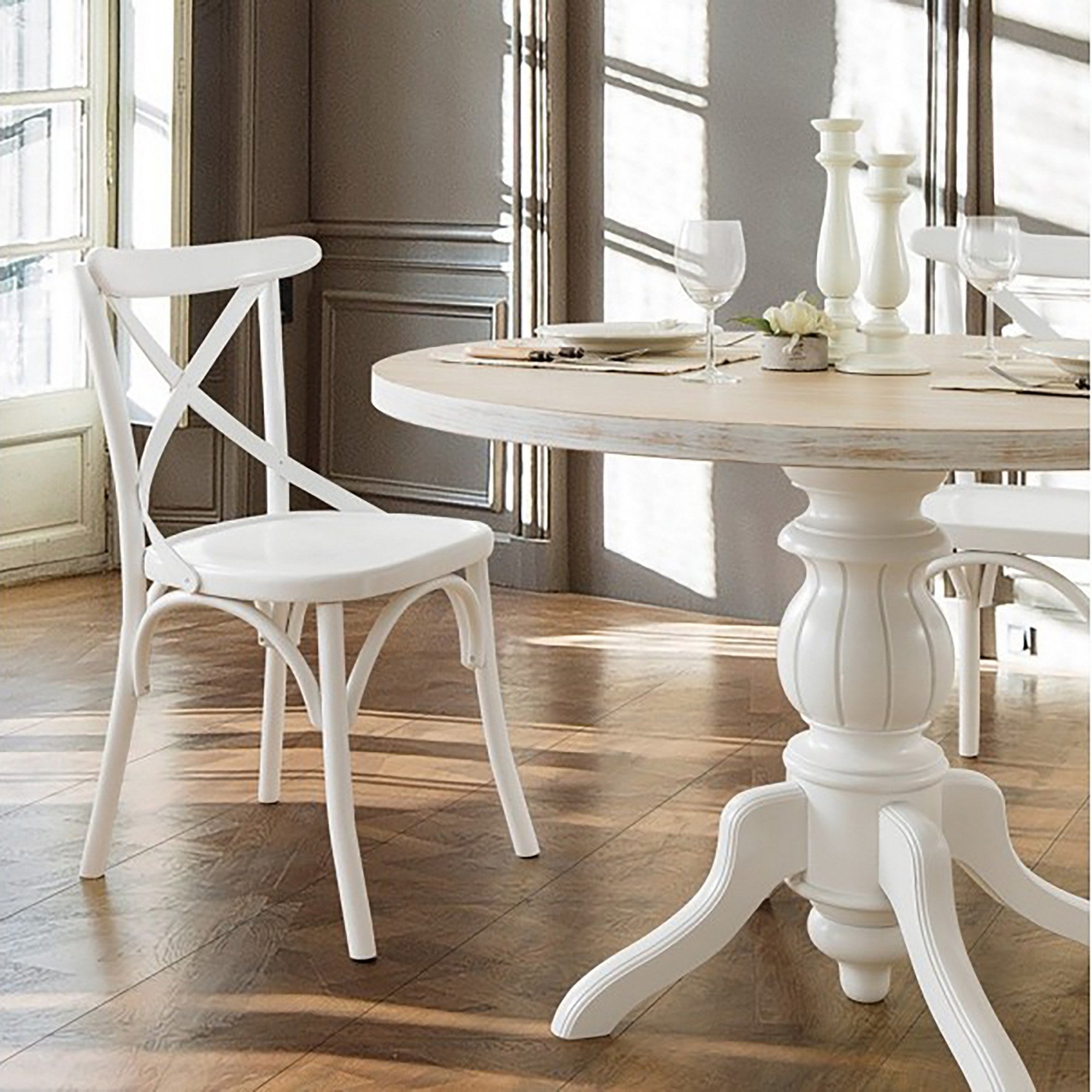 Conjunto de mesa de jantar e cadeiras (5 peças)-Albero18-Carvalho
Branco