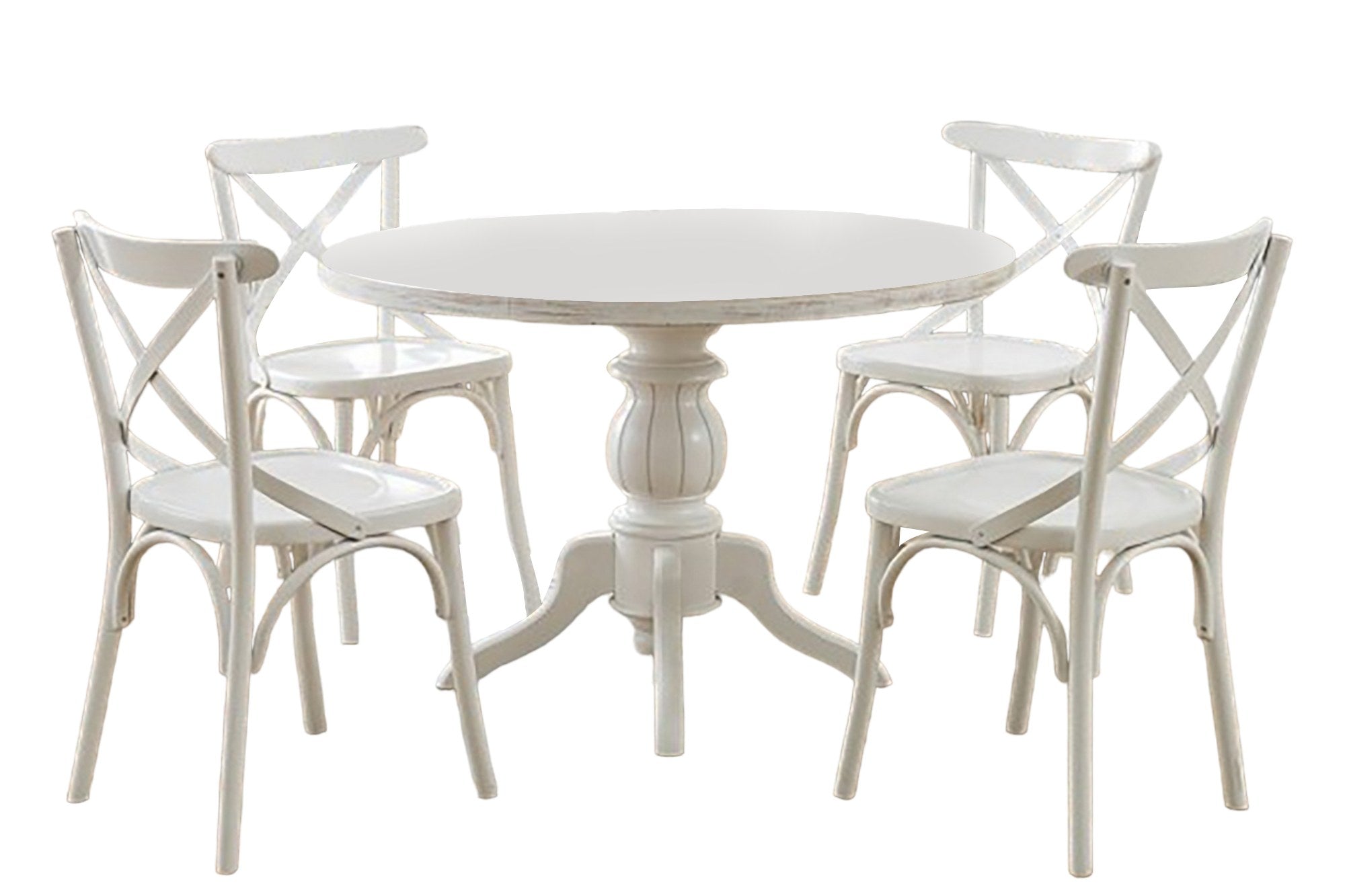 Conjunto de mesa de jantar e cadeiras (5 peças)-Albero18-Carvalho
Branco