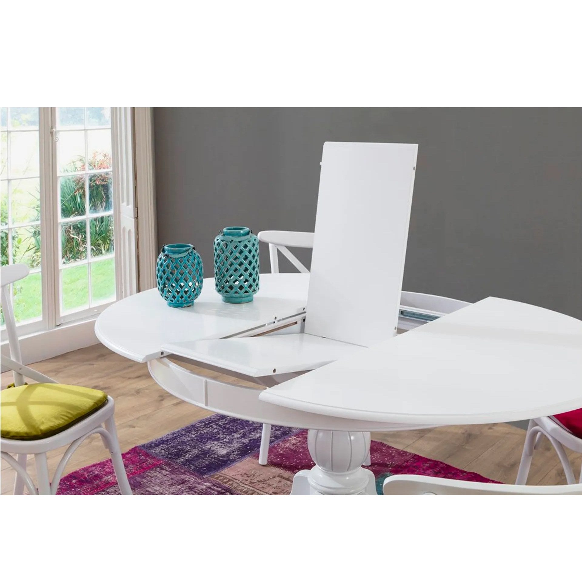 Conjunto de mesa de jantar e cadeiras (5 peças)-Albero25-Branco