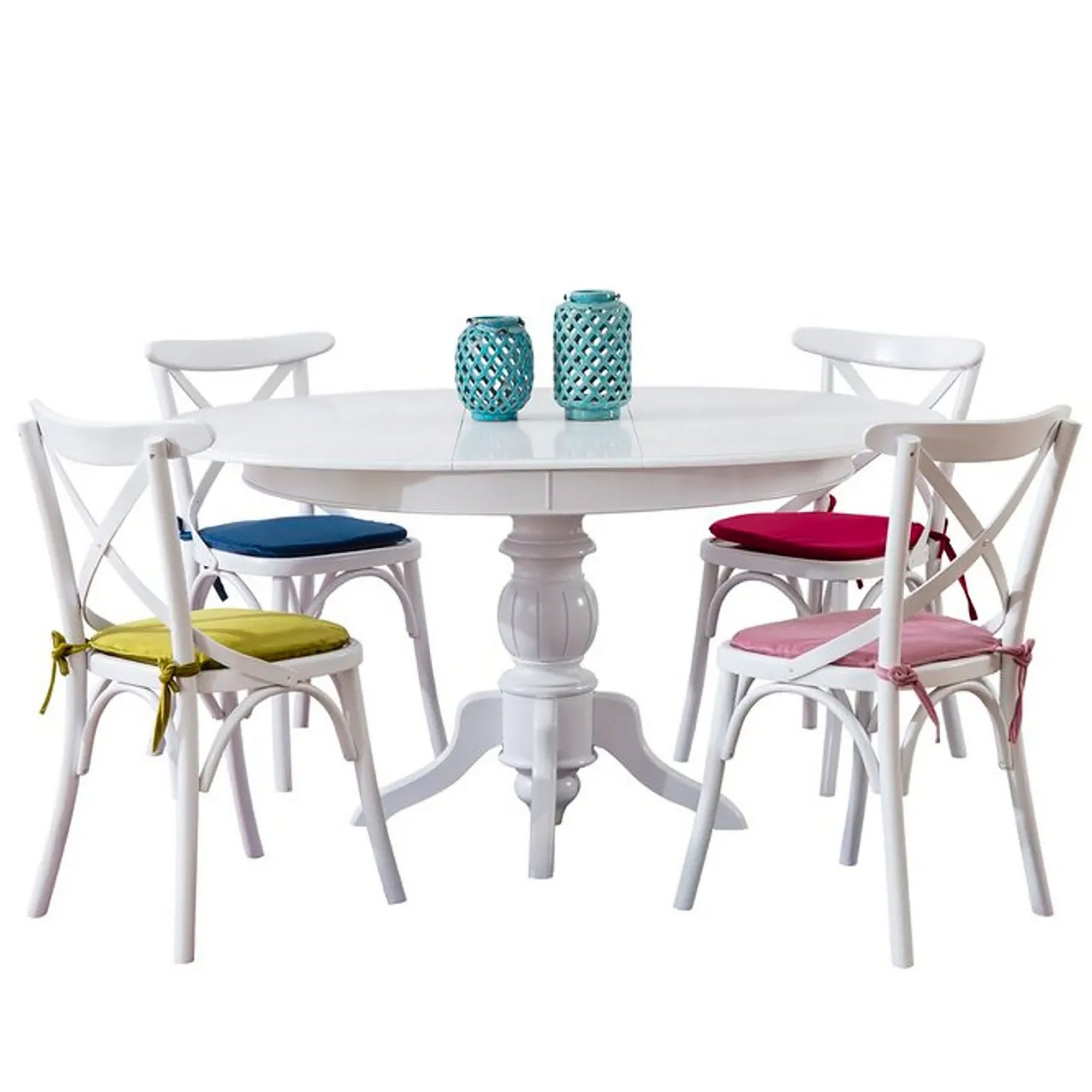 Conjunto de mesa de jantar e cadeiras (5 peças)-Albero25-Branco