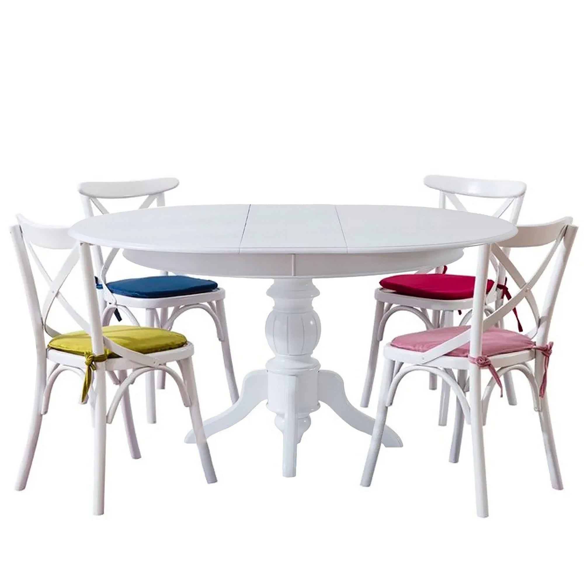 Conjunto de mesa de jantar e cadeiras (5 peças)-Albero25-Branco