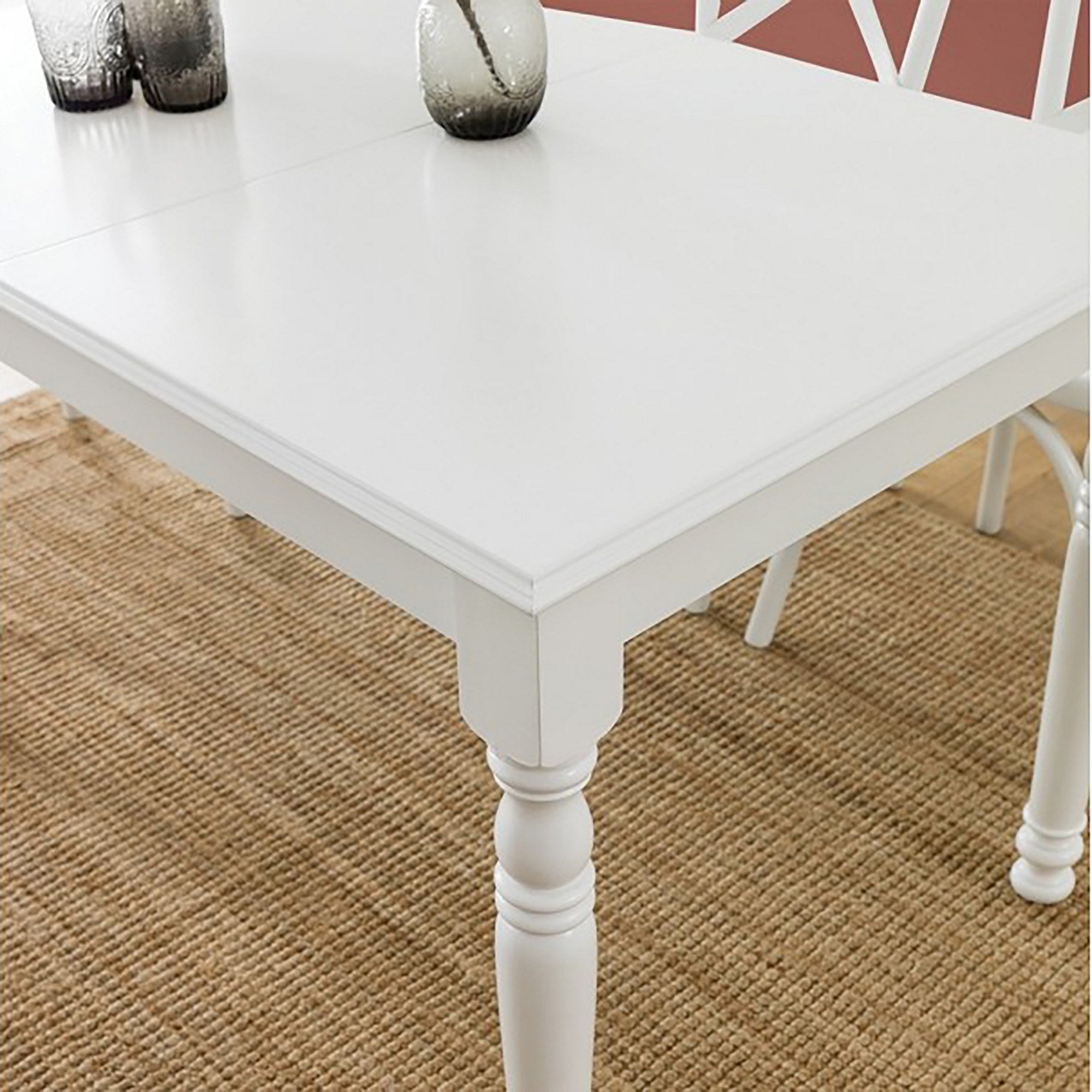 Conjunto de mesa de jantar extensível e cadeiras (5 peças)-Albero27-Branco