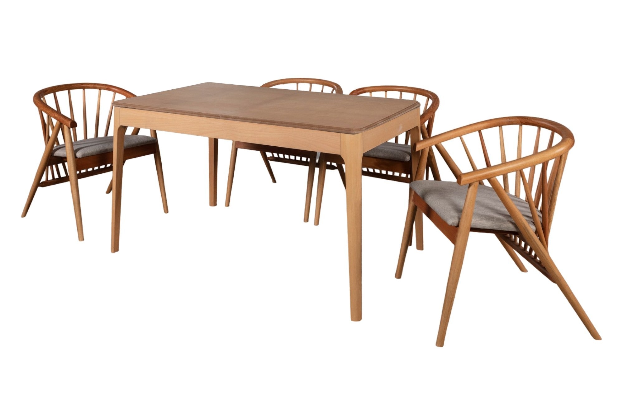 Conjunto de mesa de jantar extensível e cadeiras (5 peças)-Felix-Natural
