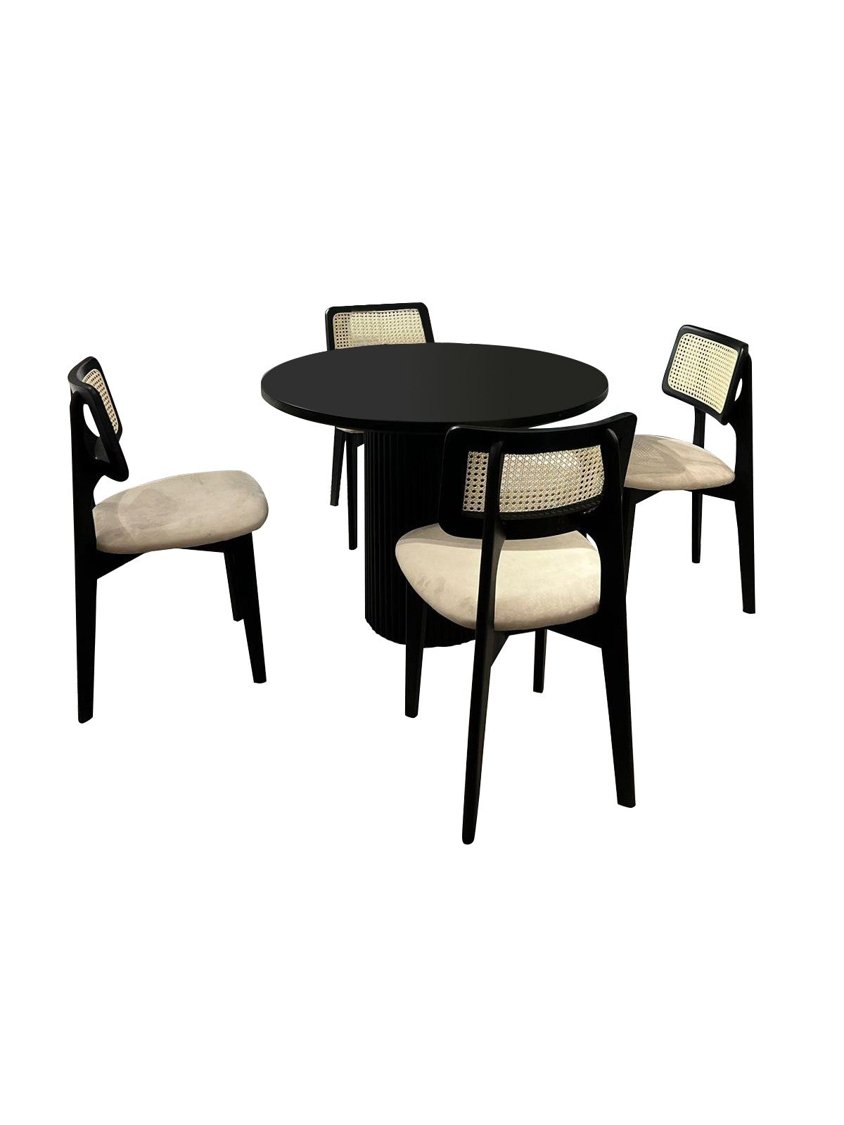 Conjunto de mesa de jantar e cadeiras (5 peças)-Bell-Preto
Branco