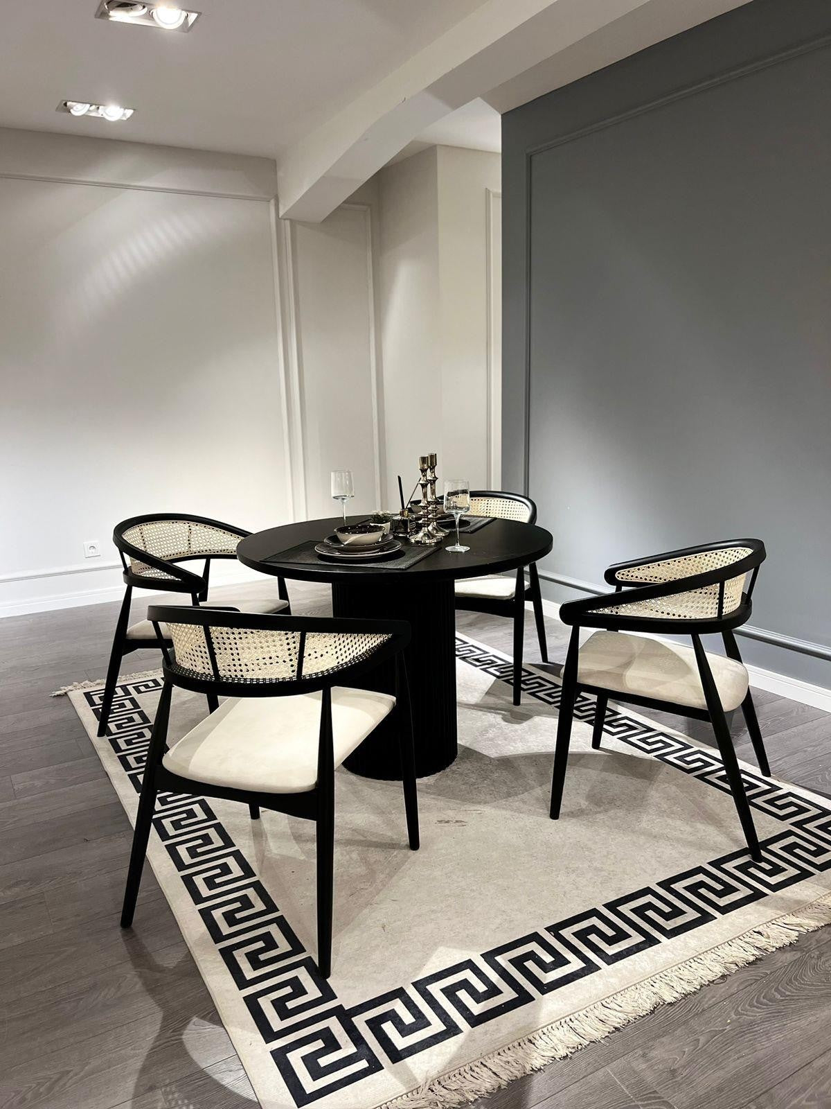 Conjunto de mesa de jantar e cadeiras (5 peças)-Moon-Preto
Branco