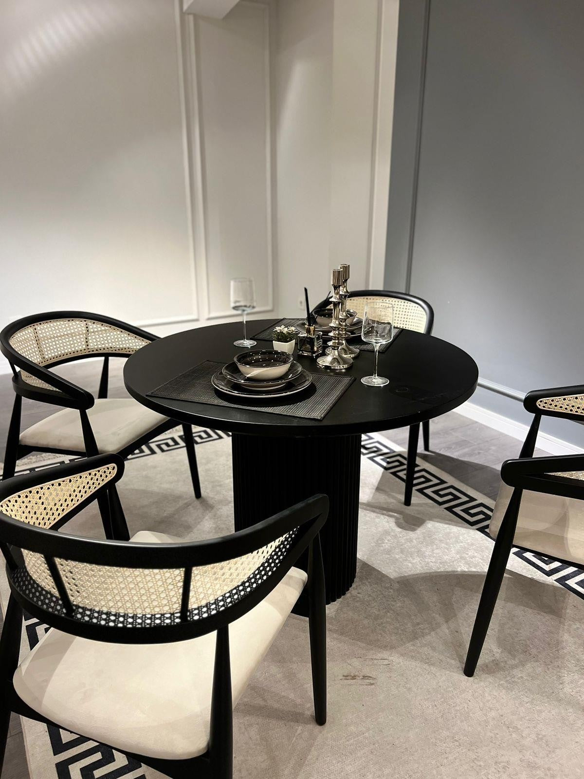 Conjunto de mesa de jantar e cadeiras (5 peças)-Moon-Preto
Branco