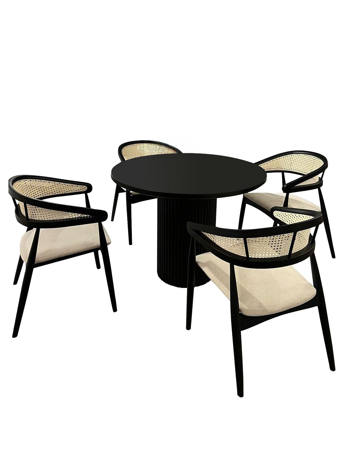 Conjunto de mesa de jantar e cadeiras (5 peças)-Moon-Preto
Branco