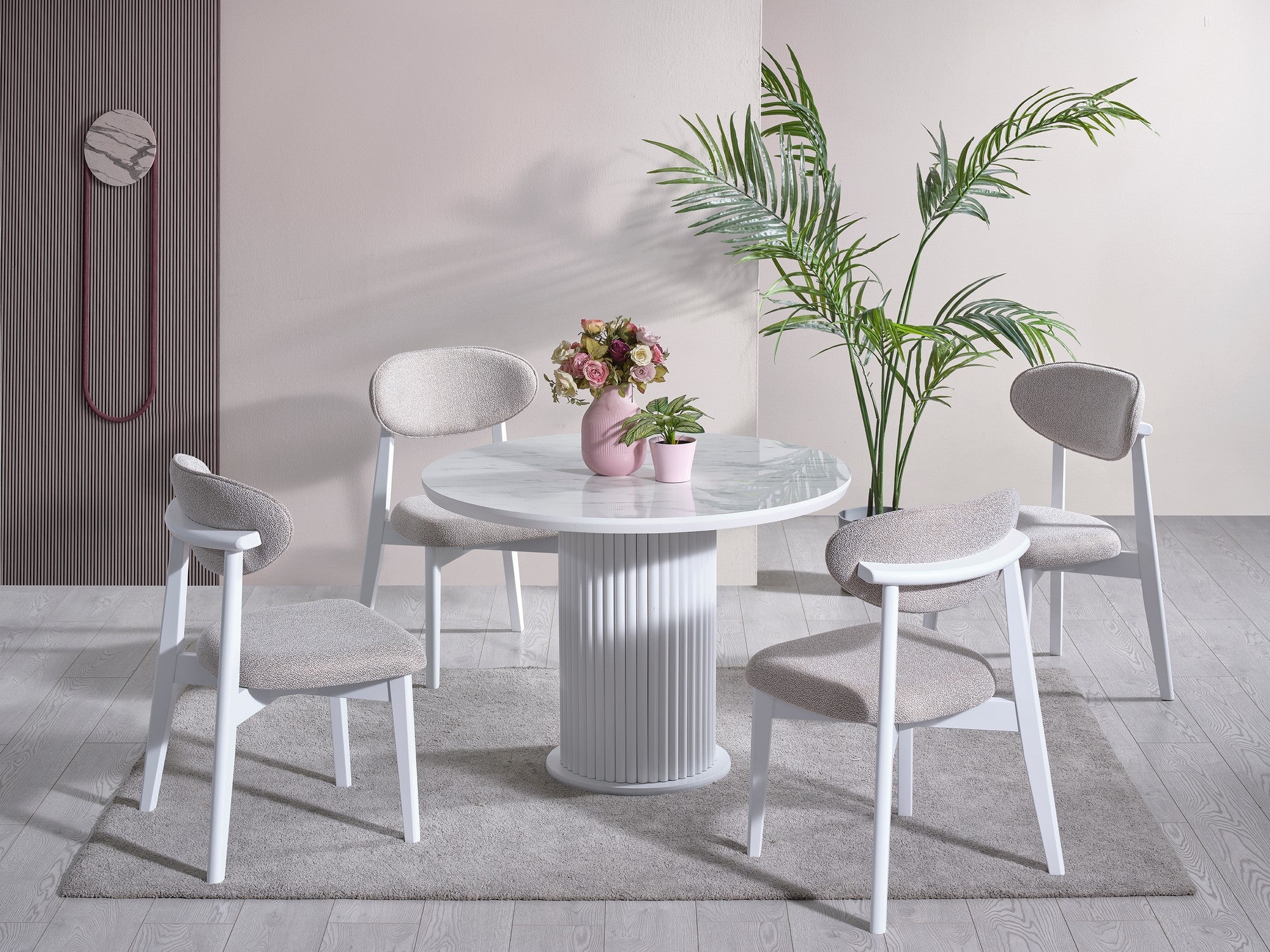 Conjunto de mesa de jantar e cadeiras (4 peças)-Aqua-Branco