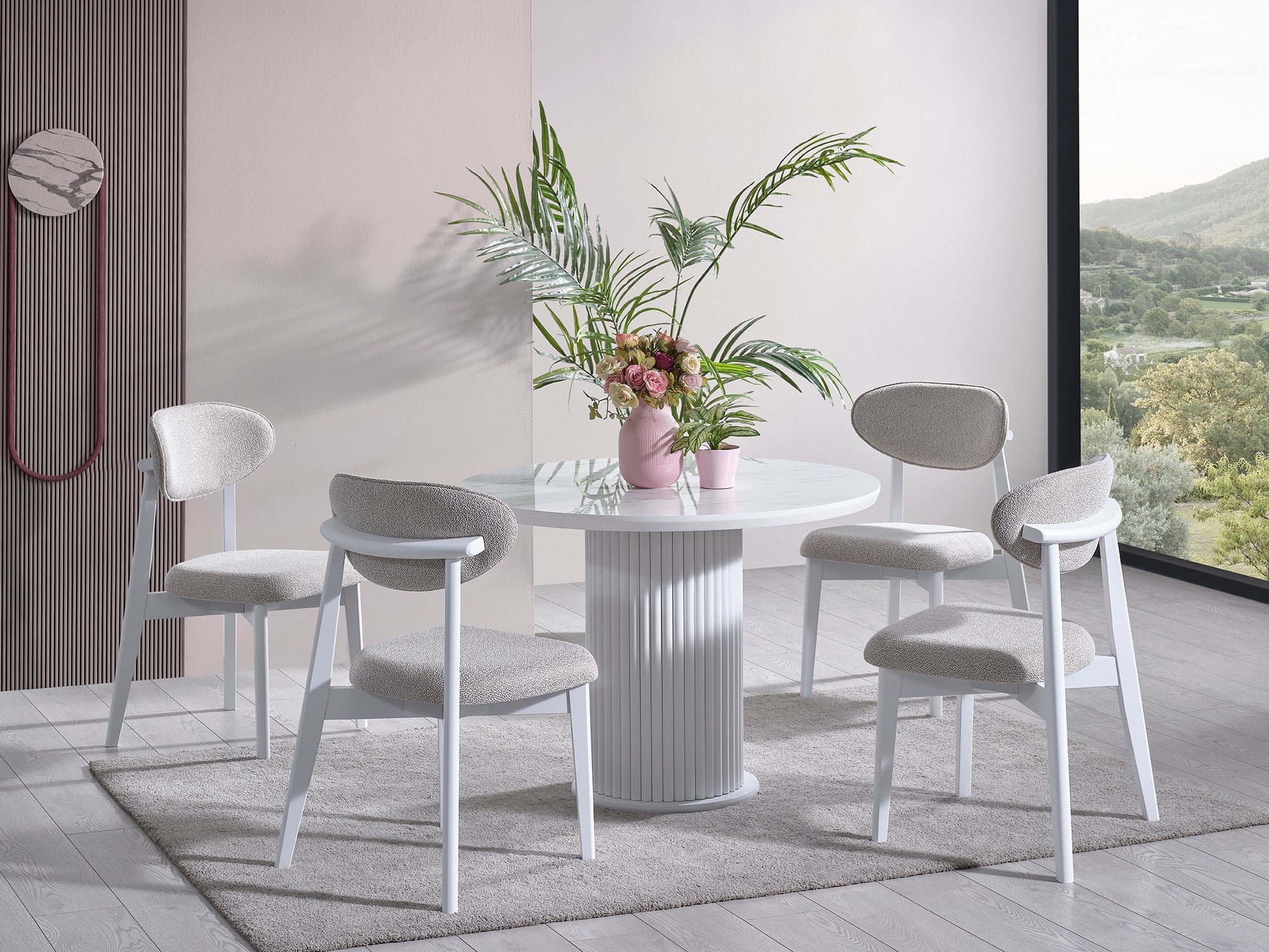 Conjunto de mesa de jantar e cadeiras (4 peças)-Aqua-Branco