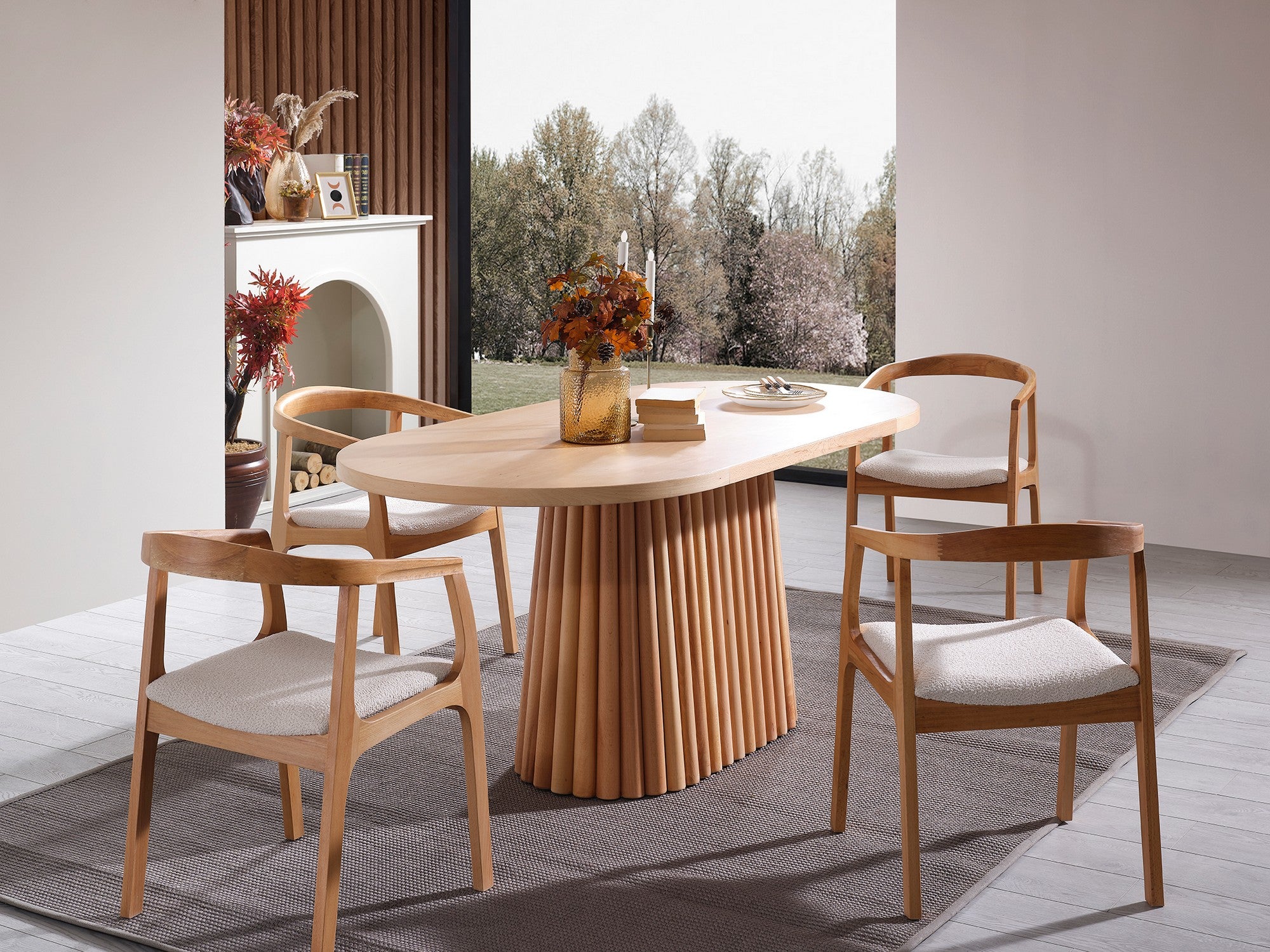 Conjunto de mesa de jantar e cadeiras (4 peças)-Atlantis-Natural
