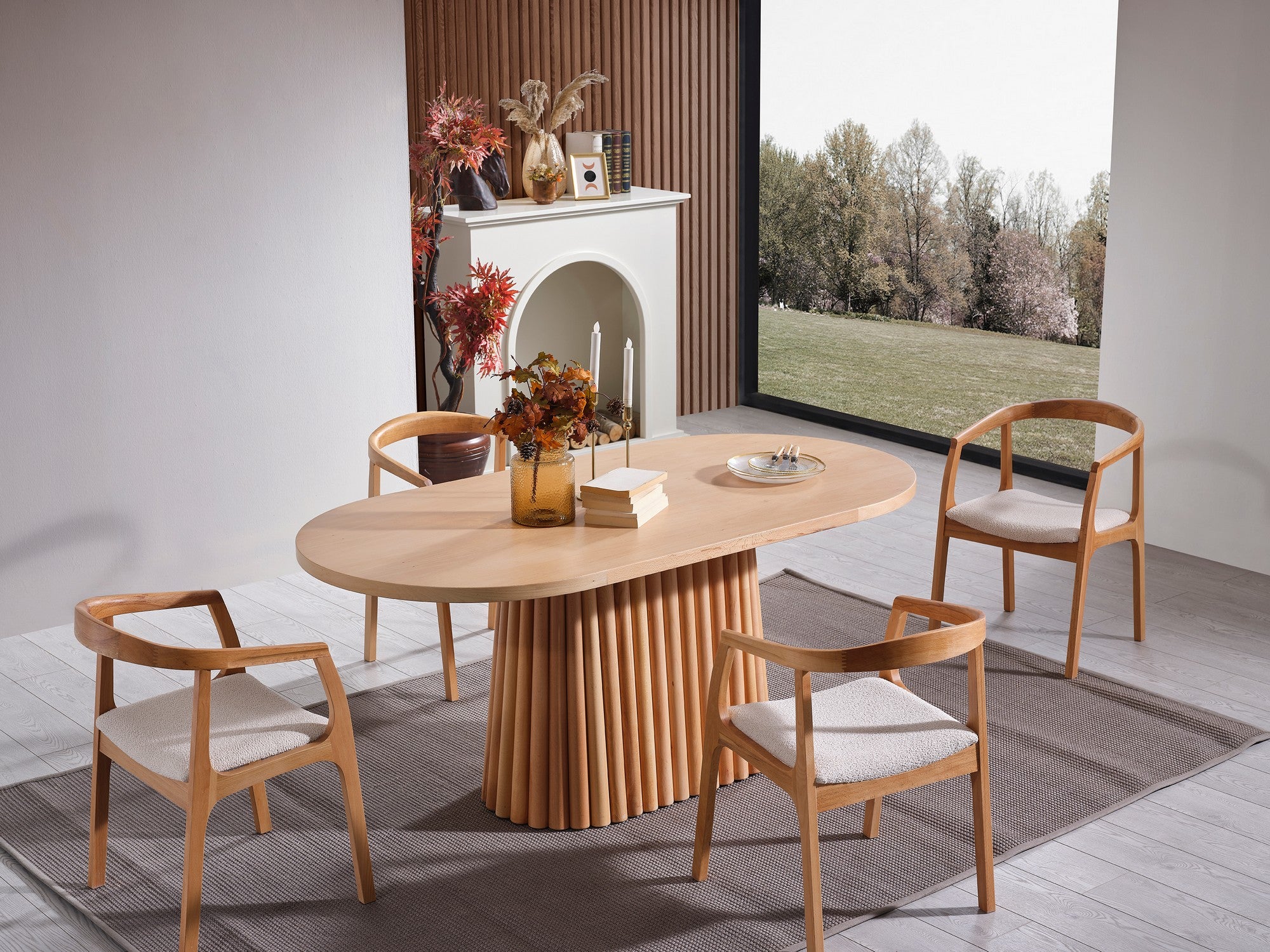 Conjunto de mesa de jantar e cadeiras (4 peças)-Atlantis-Natural