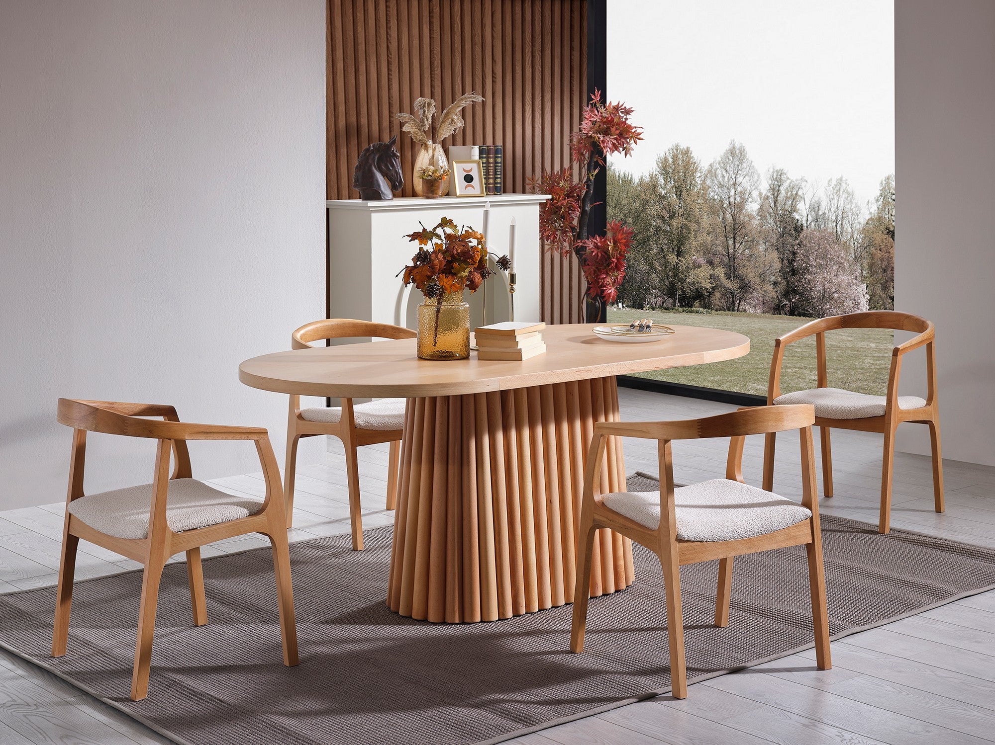 Conjunto de mesa de jantar e cadeiras (4 peças)-Atlantis-Natural