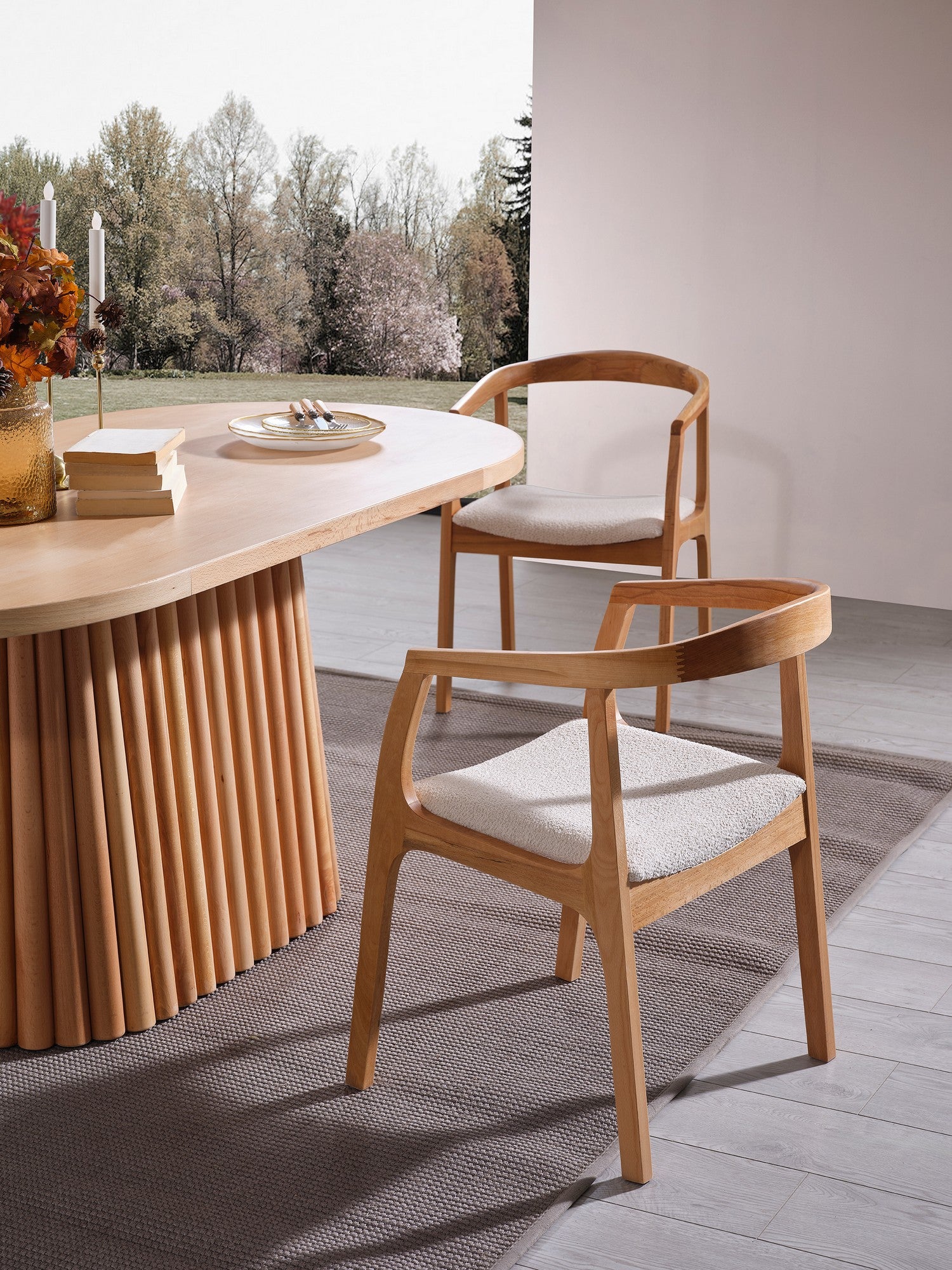 Conjunto de mesa de jantar e cadeiras (4 peças)-Atlantis-Natural