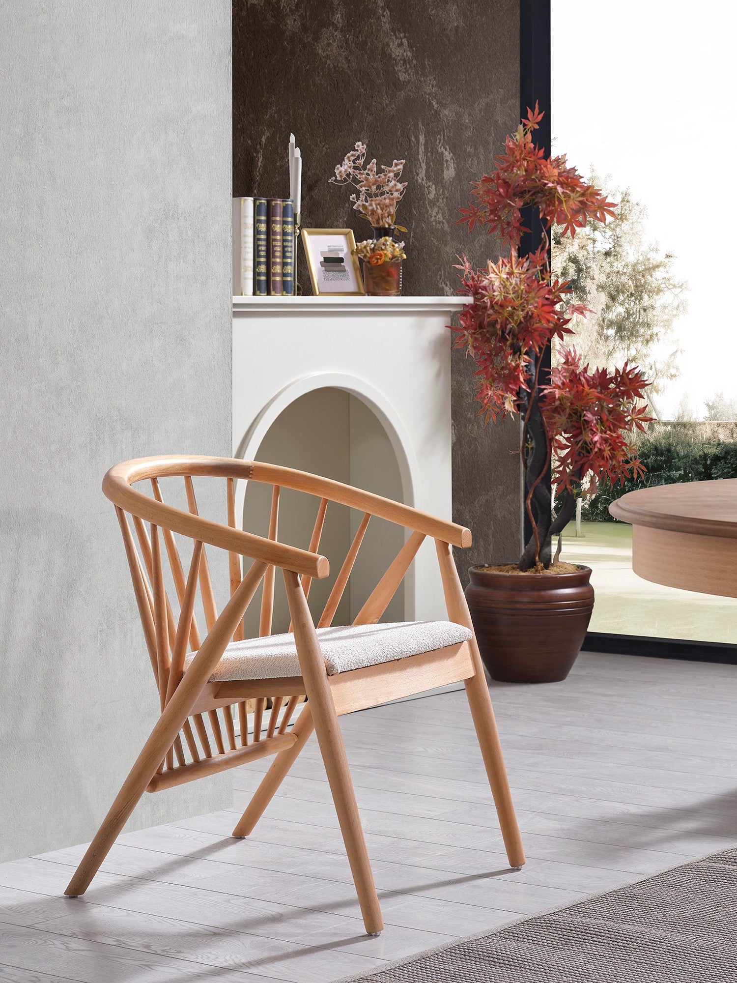 Conjunto de mesa de jantar extensível e cadeiras (4 peças)-Eva-Natural