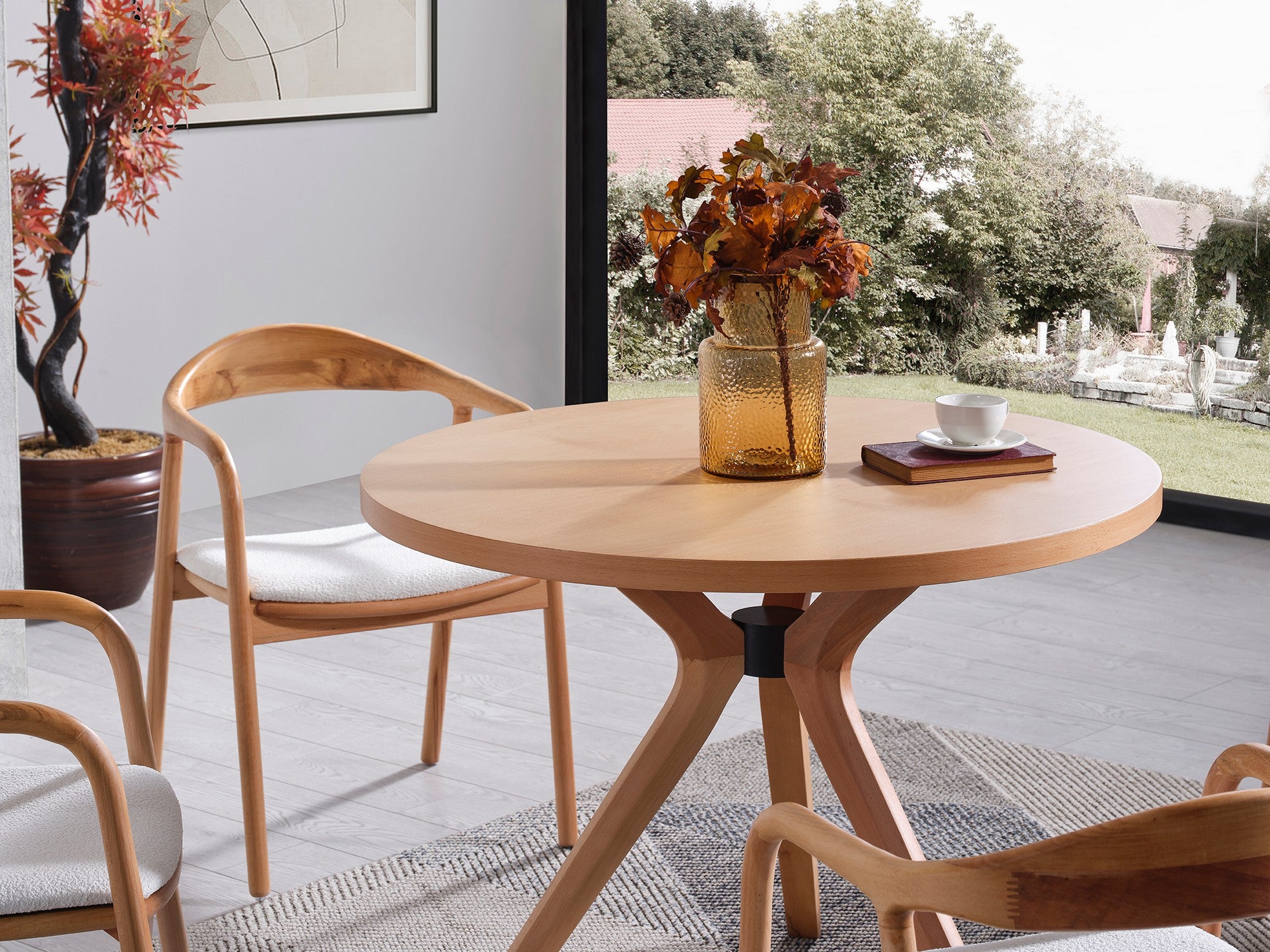 Conjunto de mesa de jantar e cadeiras (4 peças)-Lindy-Natural