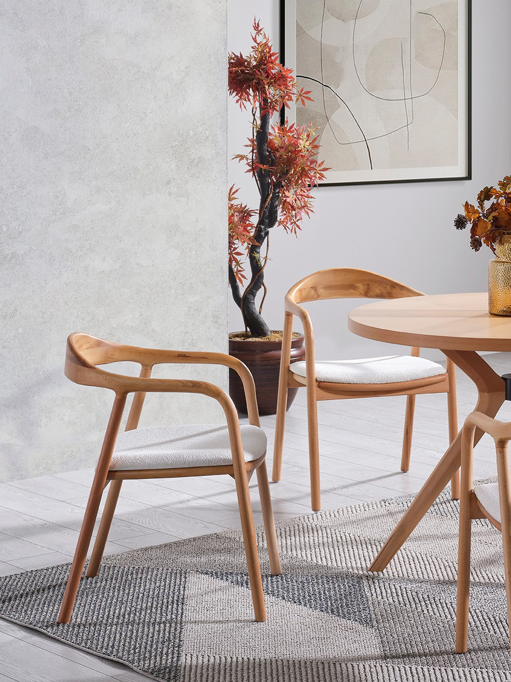 Conjunto de mesa de jantar e cadeiras (4 peças)-Lindy-Natural