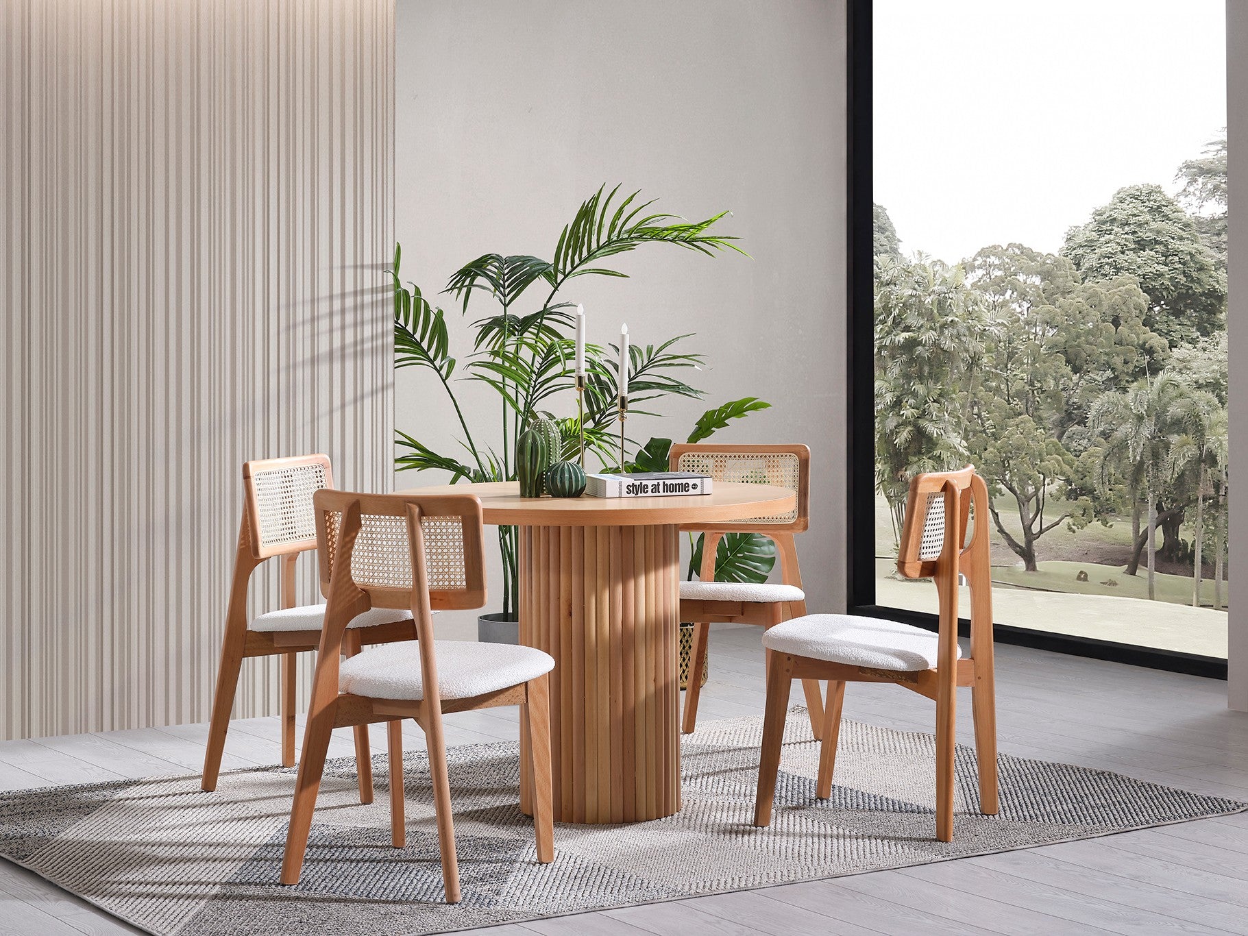 Conjunto de mesa de jantar e cadeiras (4 peças)-Lova-Natural