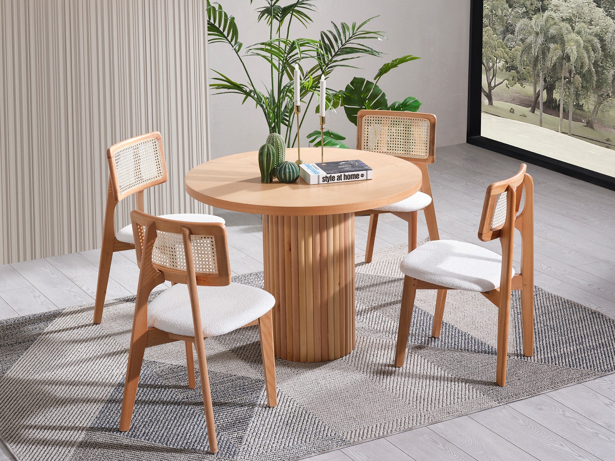 Conjunto de mesa de jantar e cadeiras (4 peças)-Lova-Natural
