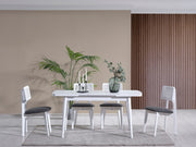 Conjunto de mesa de jantar extensível e cadeiras (4 peças)-Milla-Branco