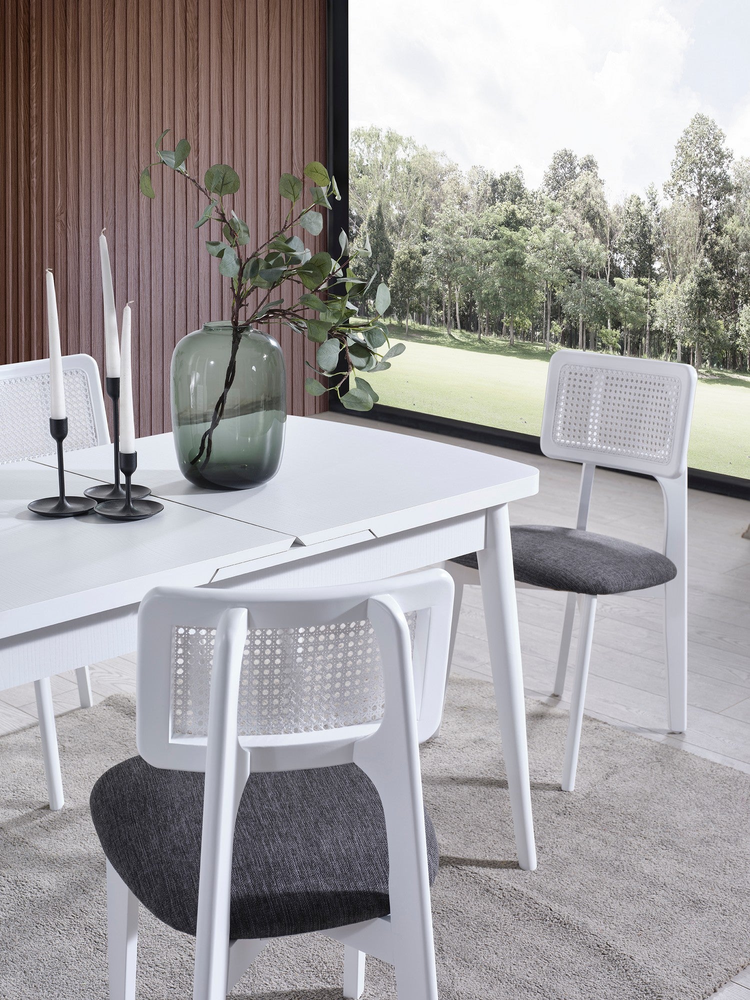 Conjunto de mesa de jantar extensível e cadeiras (4 peças)-Milla-Branco