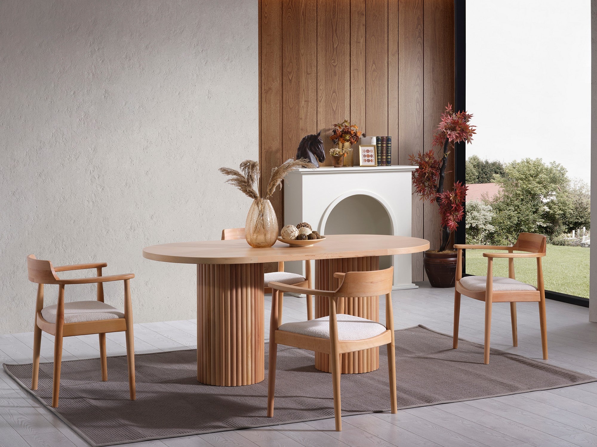 Conjunto de mesa de jantar e cadeiras (4 peças)-Napoli-Natural