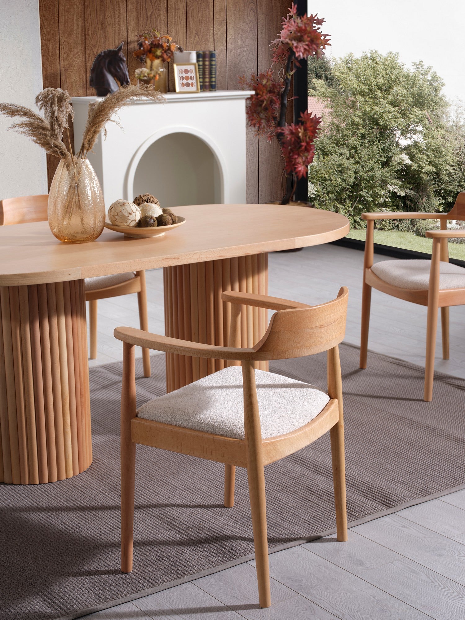 Conjunto de mesa de jantar e cadeiras (4 peças)-Napoli-Natural