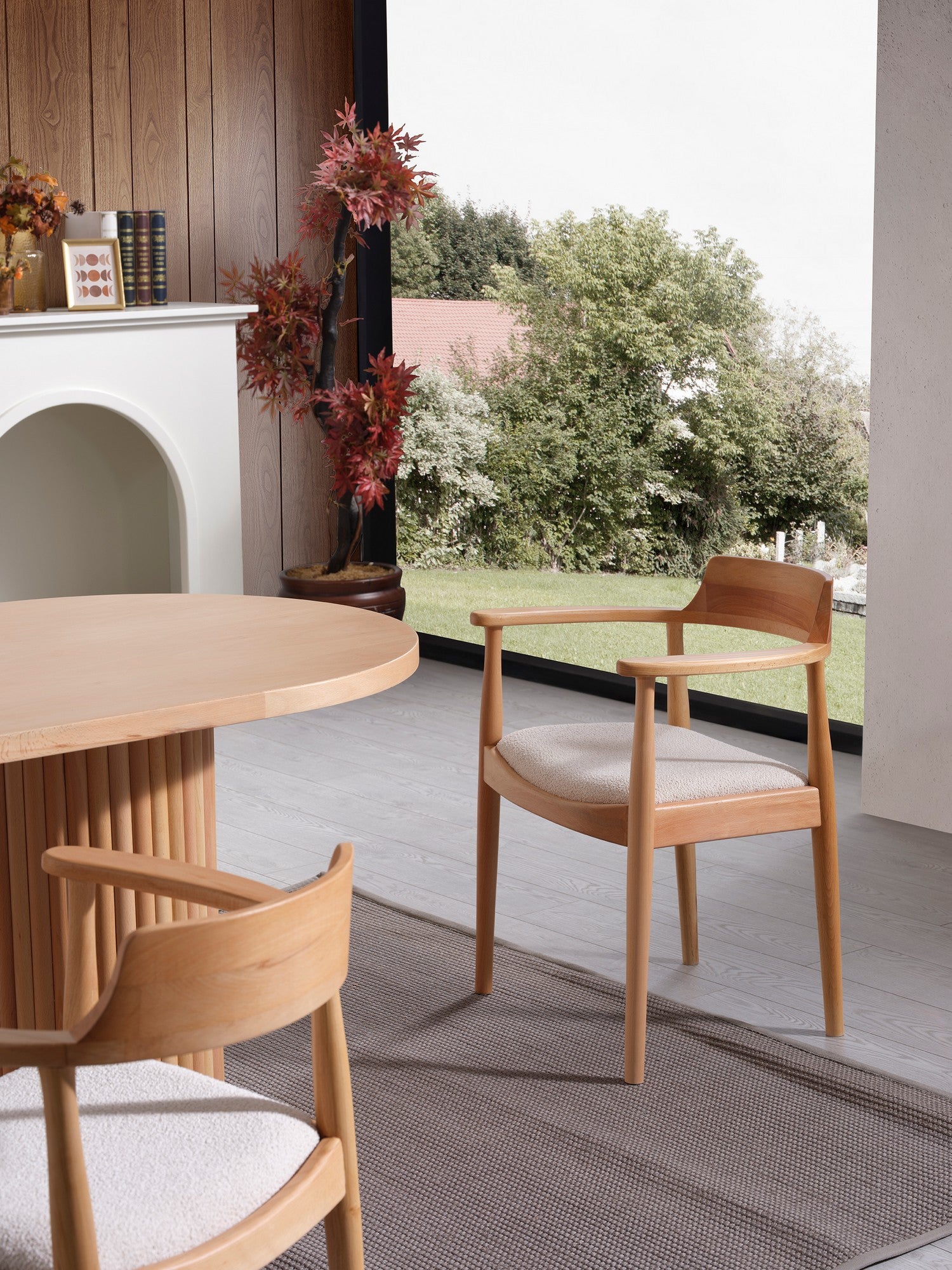 Conjunto de mesa de jantar e cadeiras (4 peças)-Napoli-Natural