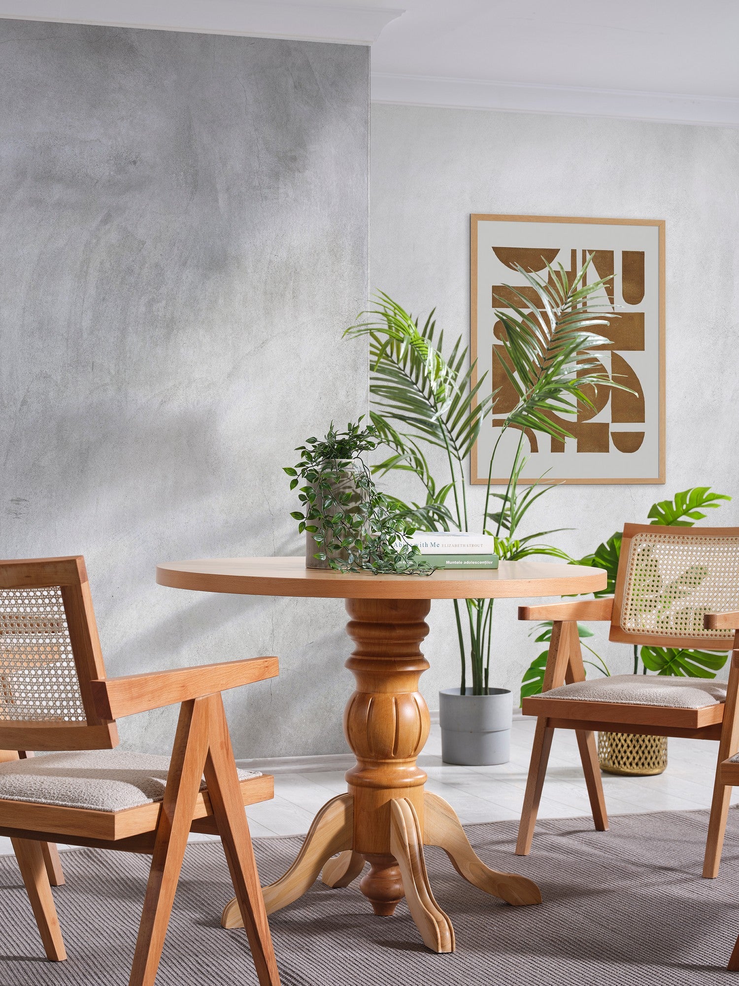Conjunto de mesa de jantar e cadeiras (4 peças)-Roma-Natural