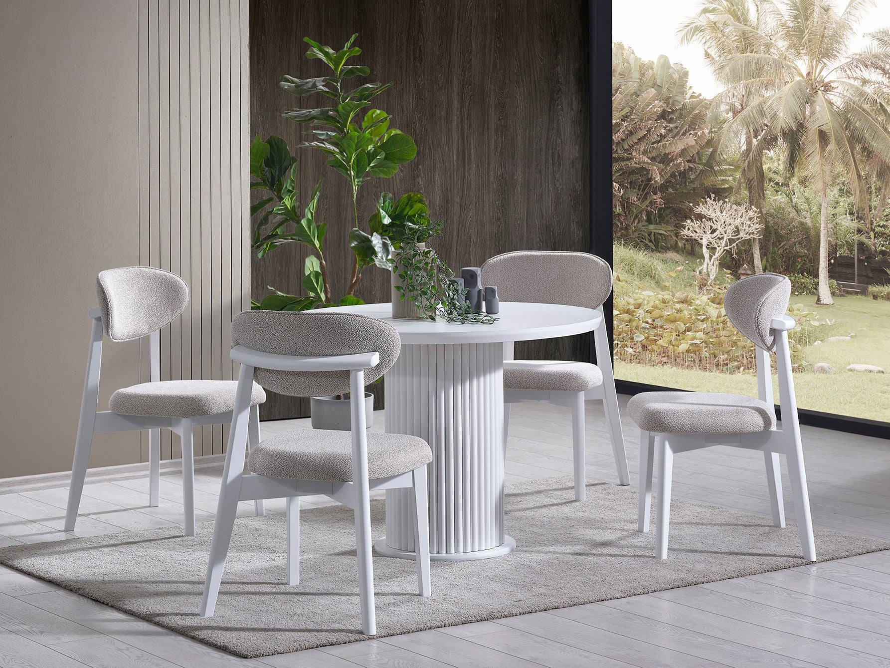Conjunto de mesa de jantar e cadeiras (4 peças)-Silva-Branco