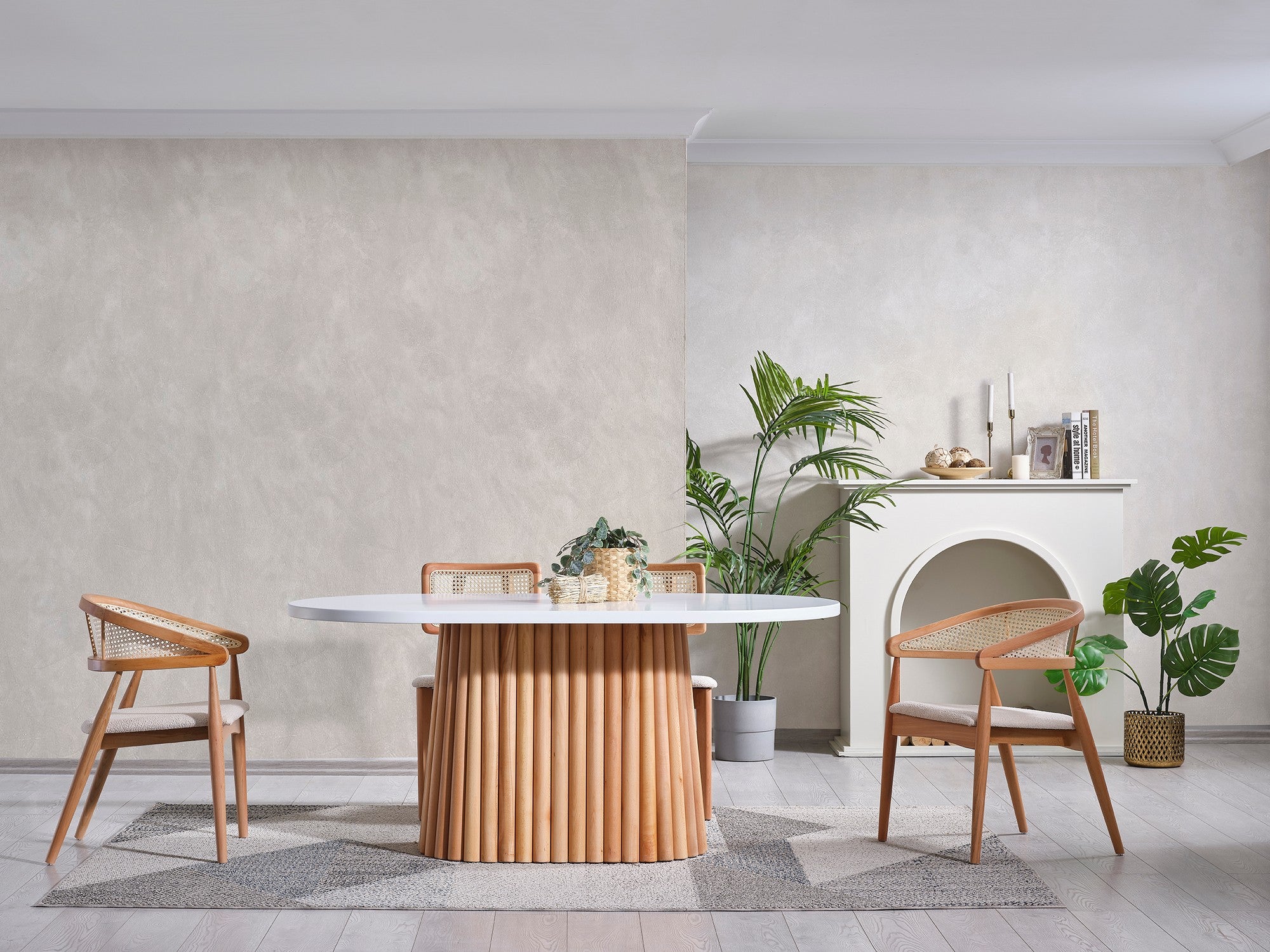 Conjunto de mesa de jantar e cadeiras (6 peças)-Soho-Branco
Natural