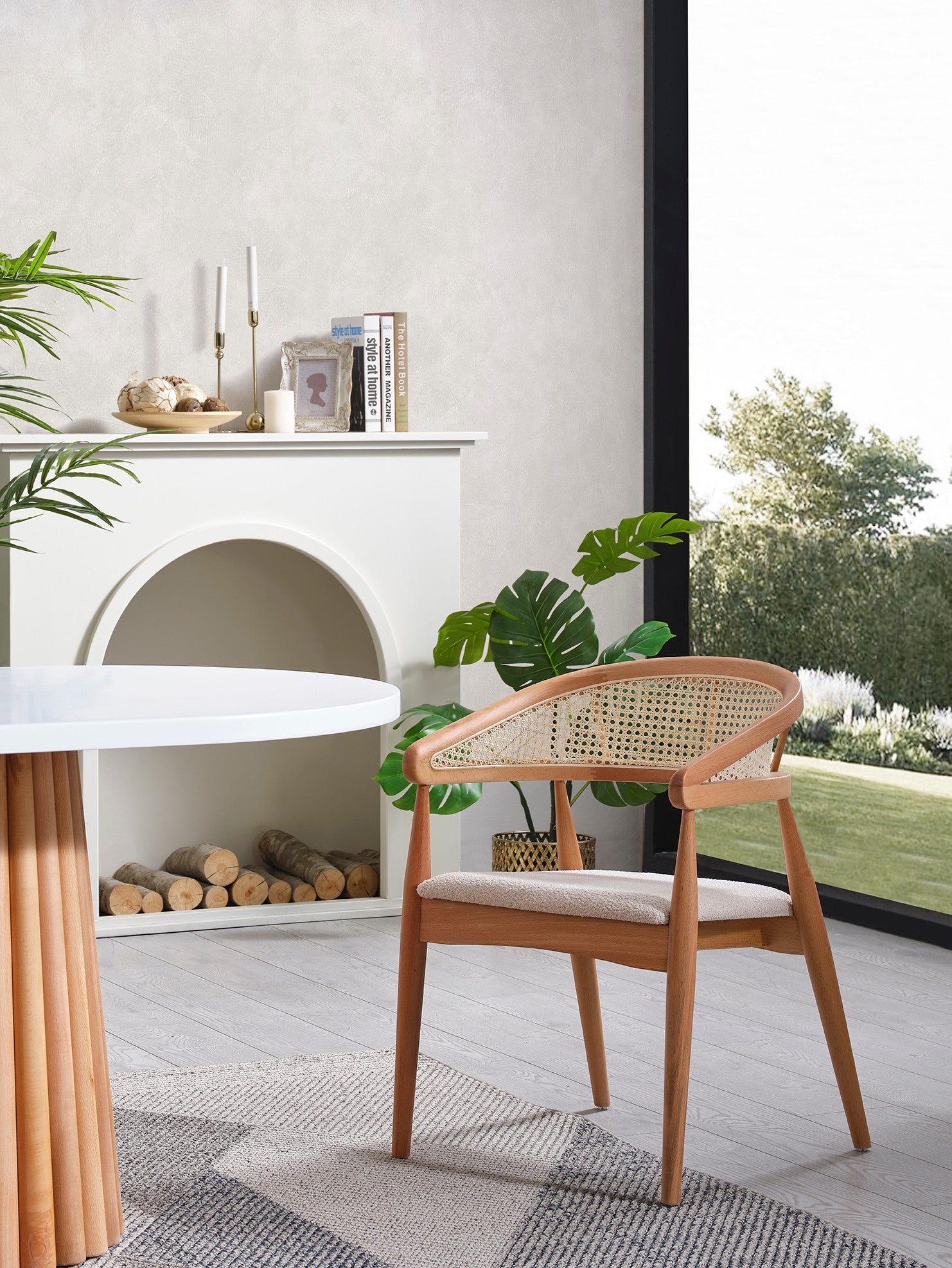 Conjunto de mesa de jantar e cadeiras (6 peças)-Soho-Branco
Natural