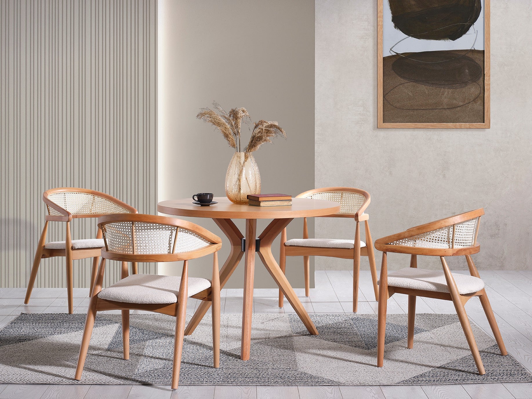 Conjunto de mesa de jantar e cadeiras (4 peças)-Vegas-Natural