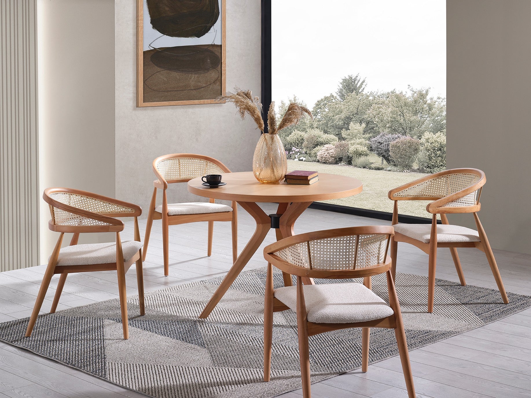 Conjunto de mesa de jantar e cadeiras (4 peças)-Vegas-Natural