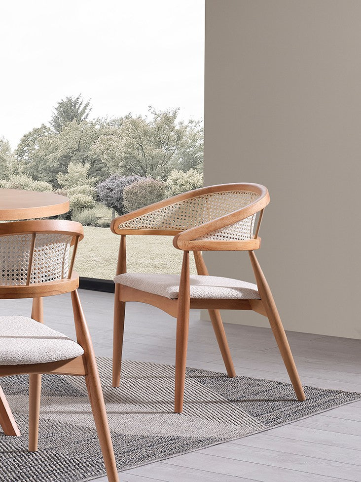 Conjunto de mesa de jantar e cadeiras (4 peças)-Vegas-Natural