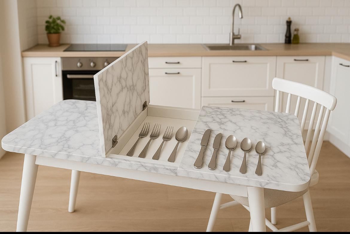 Conjunto de mesa de jantar extensível e cadeiras (5 peças)-Lidya-Branco