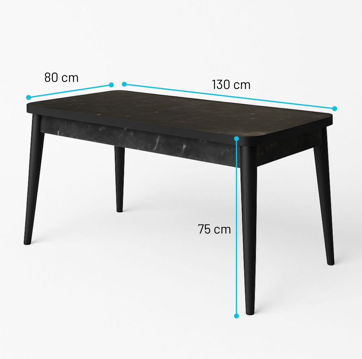 Conjunto de mesa de jantar extensível e cadeiras (5 peças)-Lotus-Preto