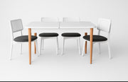 Conjunto de mesa de jantar extensível e cadeiras (5 peças)-Lina-Madeira Branca
Preta