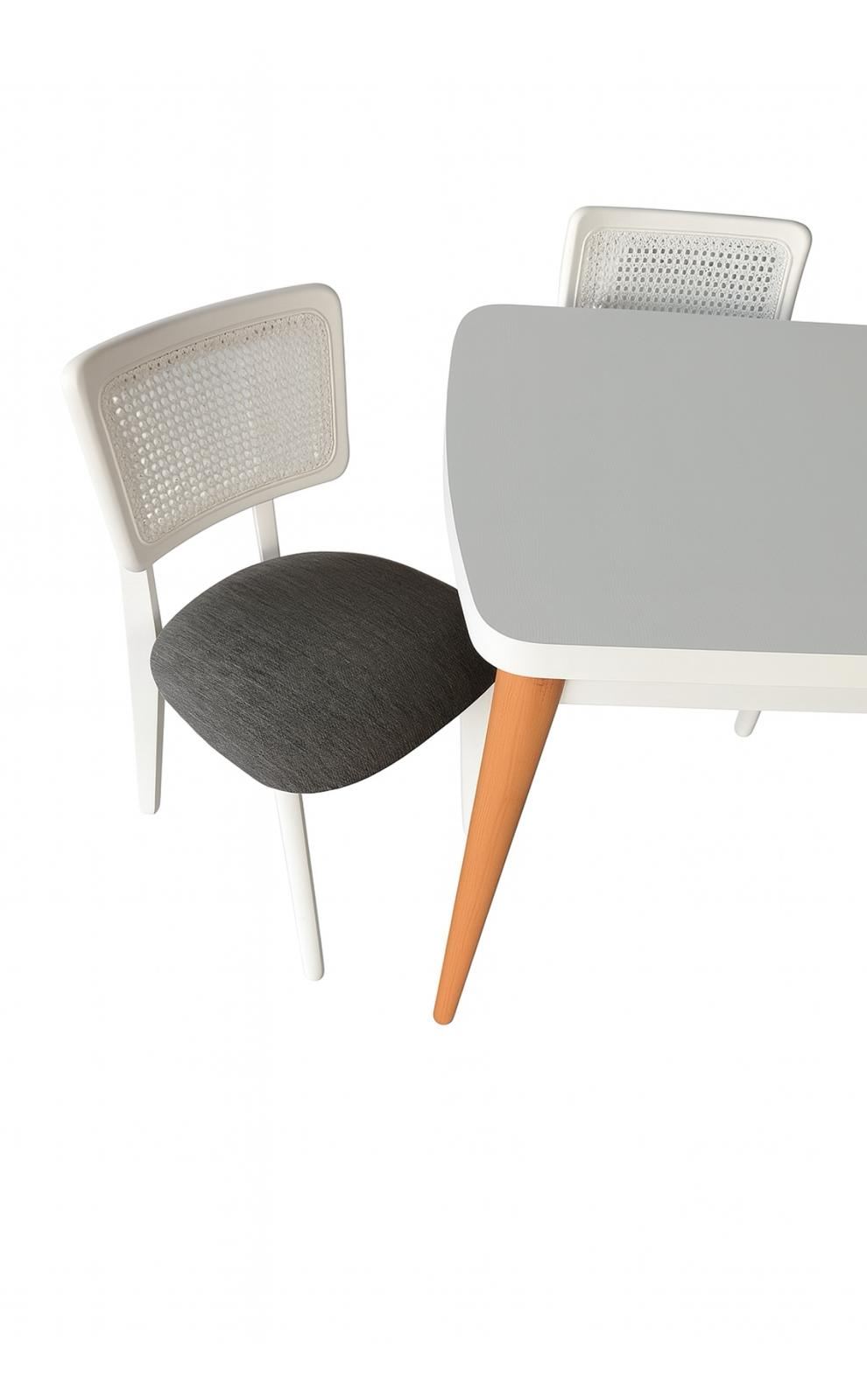 Conjunto de mesa de jantar extensível e cadeiras (5 peças)-Lina-Madeira Branca
Preta