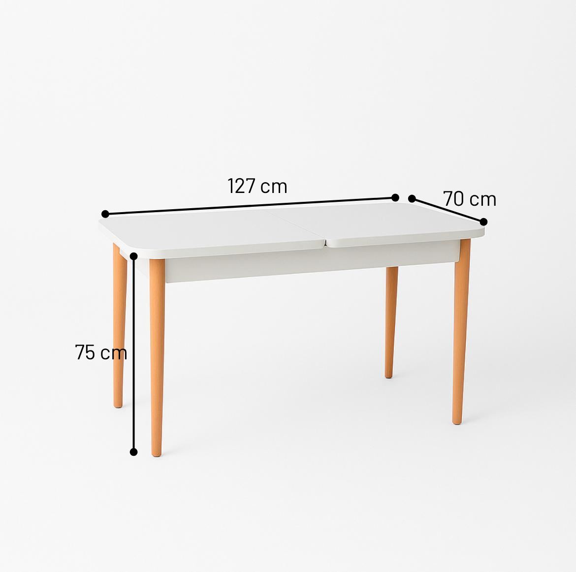 Conjunto de mesa de jantar extensível e cadeiras (5 peças)-Lina-Madeira Branca
Preta