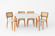 Conjunto de mesa de jantar extensível e cadeiras (5 peças)-Natura-Madeira Carvalho Branco