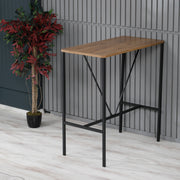 Mesa de bar elegante, nogueira e preta, 90 x 92 x 45 cm | Painel de partículas 100% revestido de melamina e estrutura de metal | Perfeita para bares e salas de jantar modernos