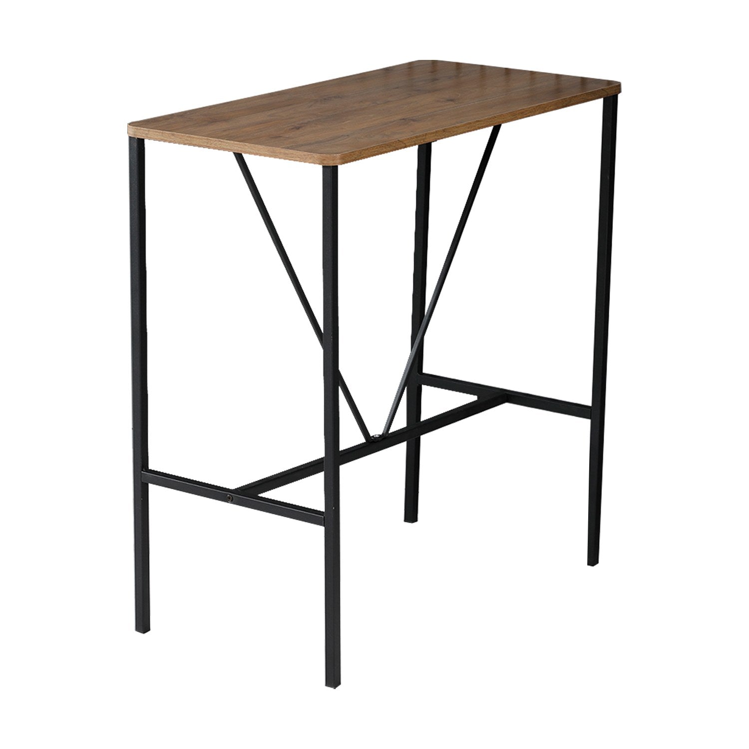 Conjunto de mesa de bar e bancos – 90x45x92cm – Creme, Noz, Preto – Metal